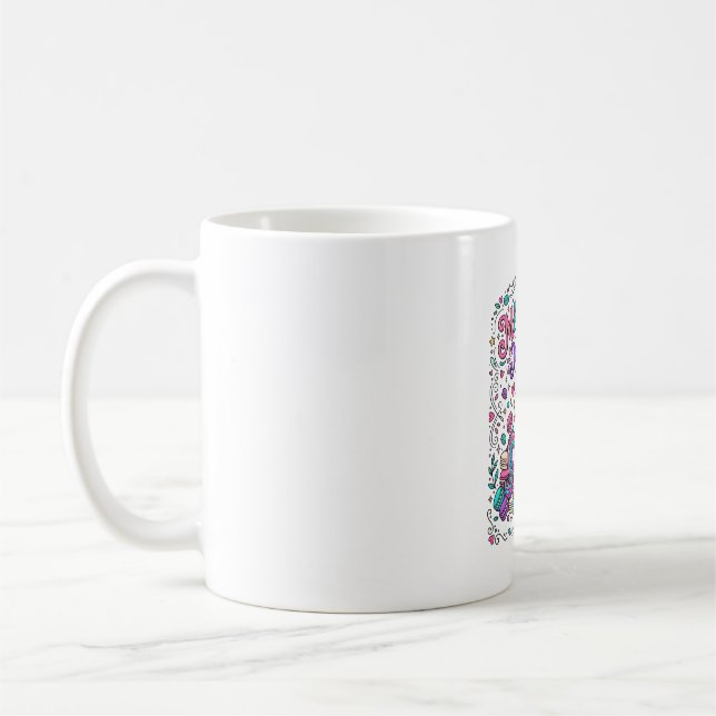 Enhörning Macaron Magisk Färgglad Marknadsplats Ko Kaffemugg (Vänster)