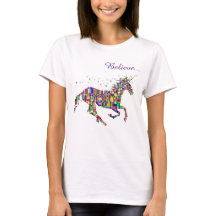 Enhörning Magi Tro Pixel Kvinnors Tee