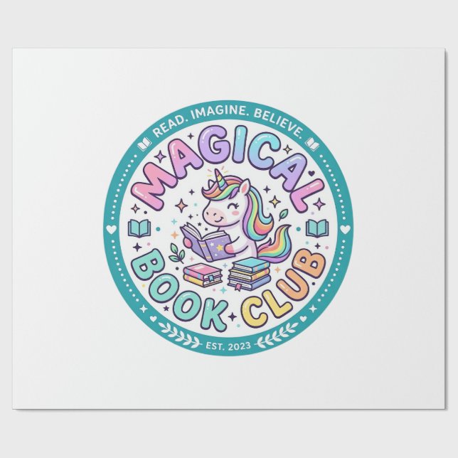 Enhörning Magisk Bokklubb Rolig Tröja Grafisk_1 Presentpapper (Platt)