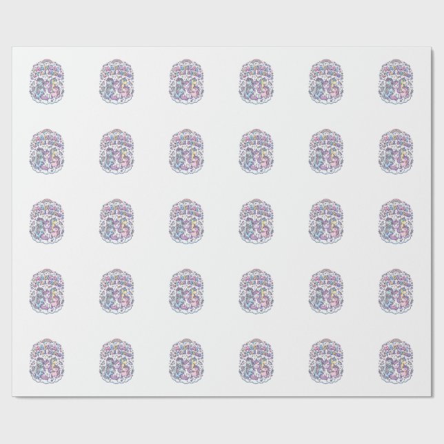 Enhörning Magisk Liten Sällskap Grafisk Design Pro Presentpapper (Platt)