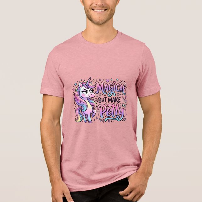 Enhörning Magisk men Gör Det Liten Presentidé Typo T Shirt (Framsida)