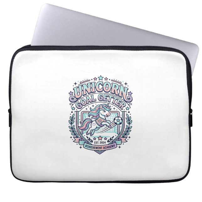 Enhörning Mål Getter Retro Stil Grafisk Tee Design Laptop Fodral (Framsidan)