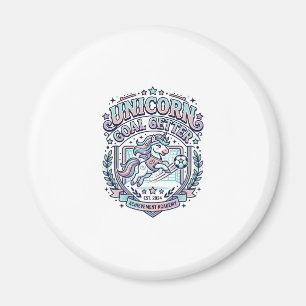 Enhörning Mål Getter Retro Stil Grafisk Tee Design Magnet
