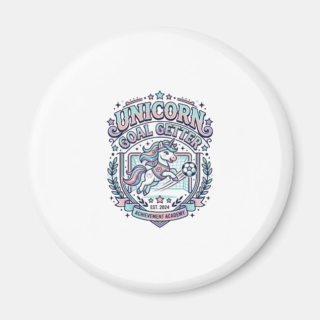 Enhörning Mål Getter Retro Stil Grafisk Tee Design Magnet (Framsidan)