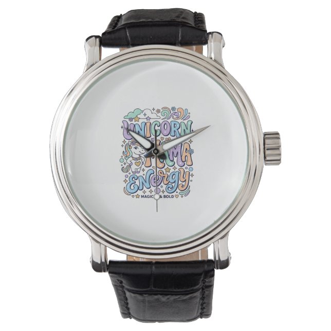 Enhörning Mama Energi Kawaii Vektor Design_1 Armbandsur (Framsida)