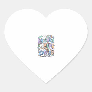 Enhörning Mama Energi Kawaii Vektor Design_1 Hjärtformat Klistermärke