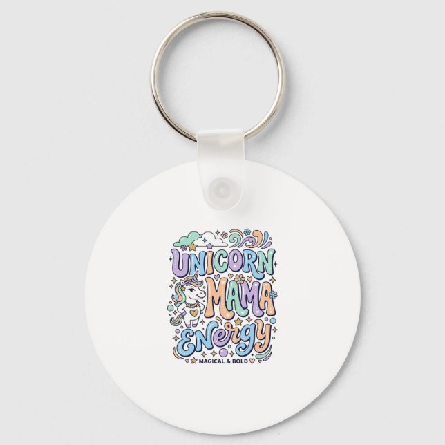 Enhörning Mama Energi Kawaii Vektor Design_1 Nyckelring (Framsida)
