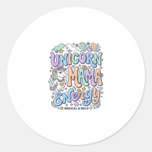 Enhörning Mama Energi Kawaii Vektor Design_1 Runt Klistermärke