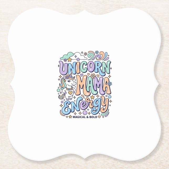 Enhörning Mama Energi Kawaii Vektor Design_1 Underlägg Papper (Framsida)