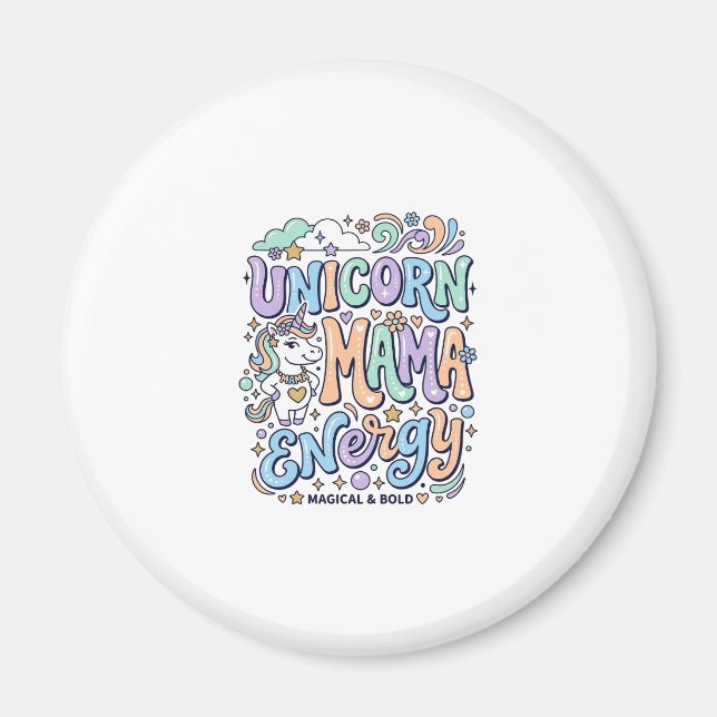 Enhörning Mama Energi Kawaii Vektordesign_1 Magnet (Framsidan)