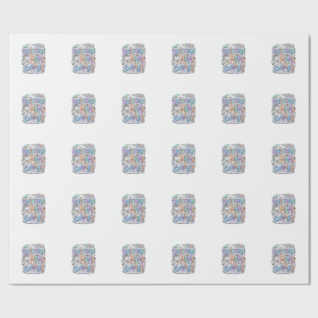 Enhörning Mamma Energi Kawaii Vektordesign_1 Presentpapper (Platt)