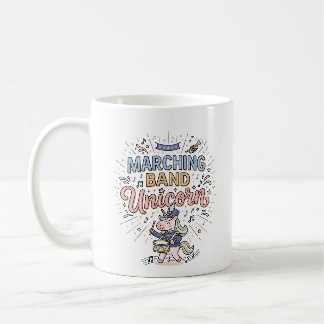 Enhörning Marching Band Enhörning Print Klar Markn Kaffemugg (Vänster)