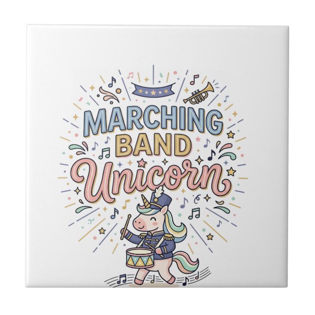 Enhörning Marching Band Enhörning Print Klar Markn Kakelplatta (Framsidan)