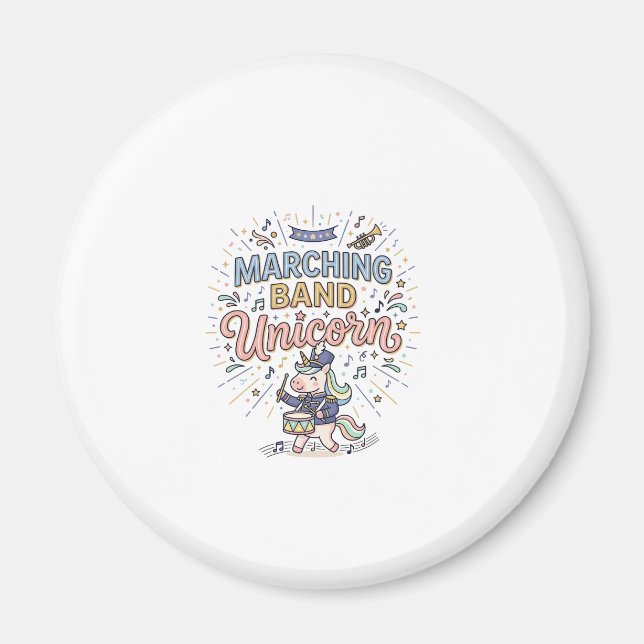 Enhörning Marching Band Enhörning Print Klar Markn Magnet (Framsidan)