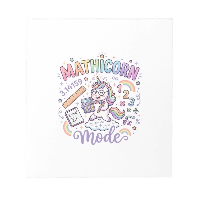 Enhörning Mathicorn Mode Bedårande Typografi Desig Anteckningsblock (Framsida)