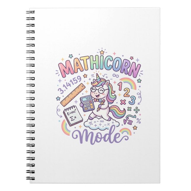 Enhörning Mathicorn Mode Bedårande Typografi Desig Anteckningsbok (Framsidan)