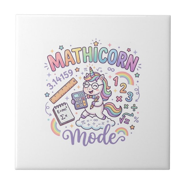 Enhörning Mathicorn Mode Bedårande Typografi Desig Kakelplatta (Framsidan)