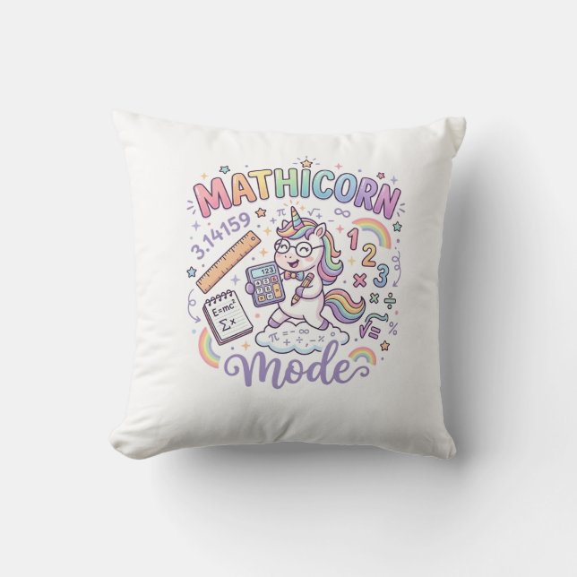 Enhörning Mathicorn Mode Bedårande Typografi Desig Kudde (Framsida)