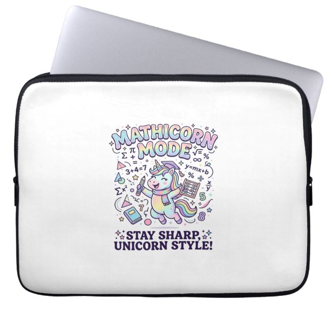 Enhörning Mathicorn Mode Charming Vit Bakgrund D Laptop Fodral (Framsidan)