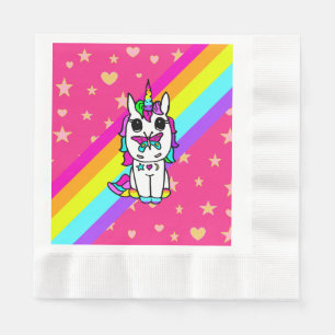 Enhörning med fjäril på näsa regnbåge sprinkles pappersservett