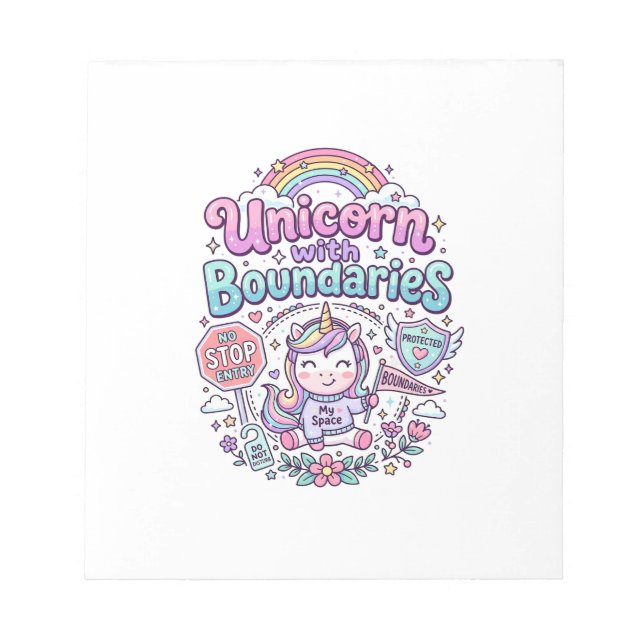 Enhörning med gränser Charming Apparel Grafik_1 Anteckningsblock (Framsida)