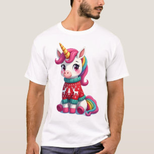 Enhörning med jultröja Enhörning flickor jul T Shirt