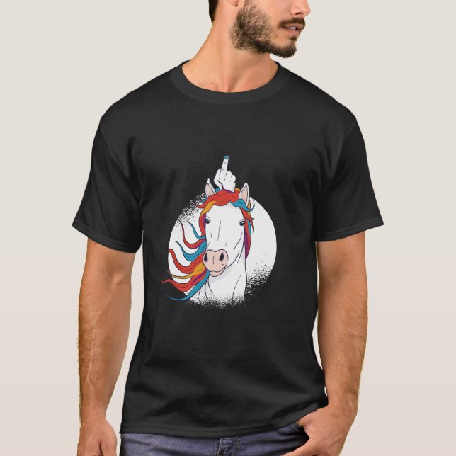 Enhörning med långfinger t shirt (Framsida)