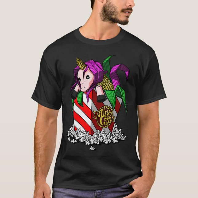 Enhörning med popcorn t shirt (Framsida)