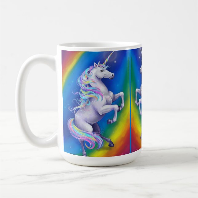 Enhörning med regnbåge kaffemugg (Vänster)