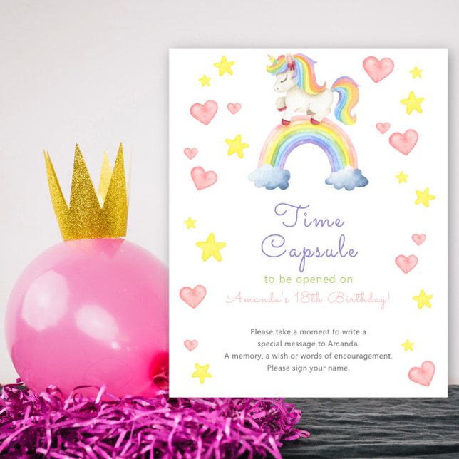Enhörning med regnbåge - Tids kapsel 1-års födelse Poster (Skapare uppladdad)