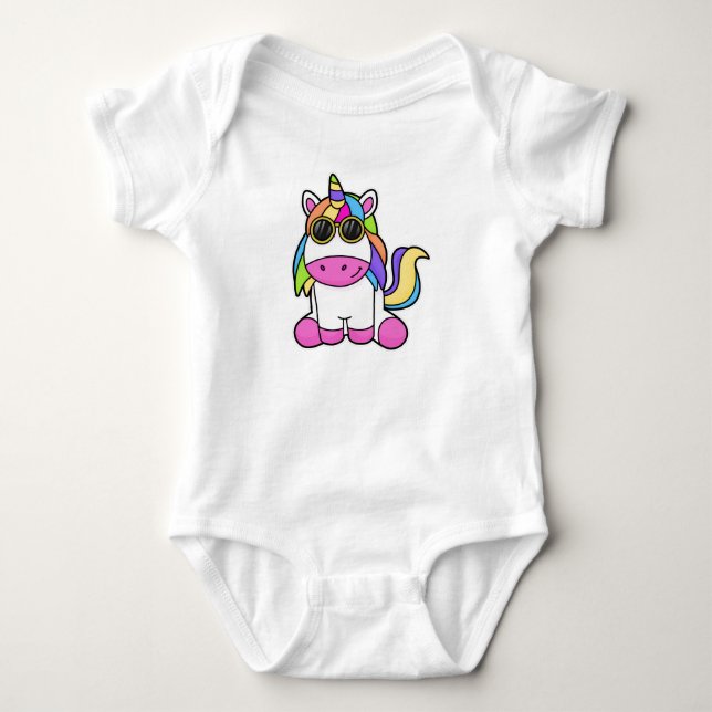 Enhörning med solglasögon t shirt (Framsida)