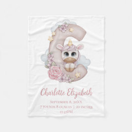Enhörning Monogram Bokstav C Rosa Babyflicka Prese Fleecefilt