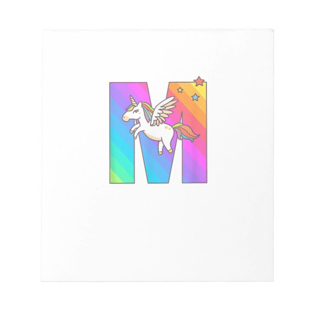 Enhörning Monogram Bokstav M Initial Söt Flickors  Anteckningsblock (Framsida)