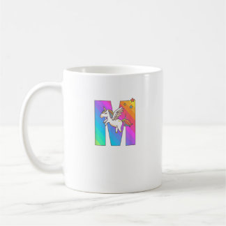 Enhörning Monogram Bokstav M Initial Söt Flickors Kaffemugg