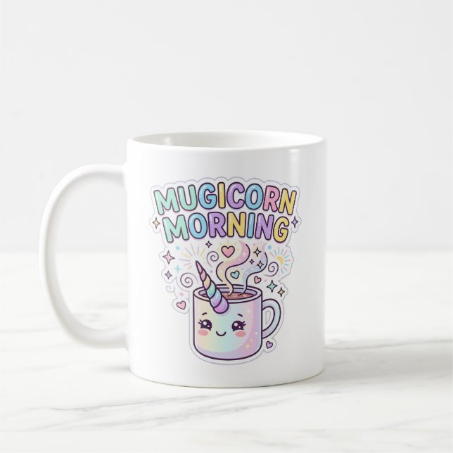 Enhörning Mugicorn Morgon Grafisk Design Zazzle De Kaffemugg (Vänster)