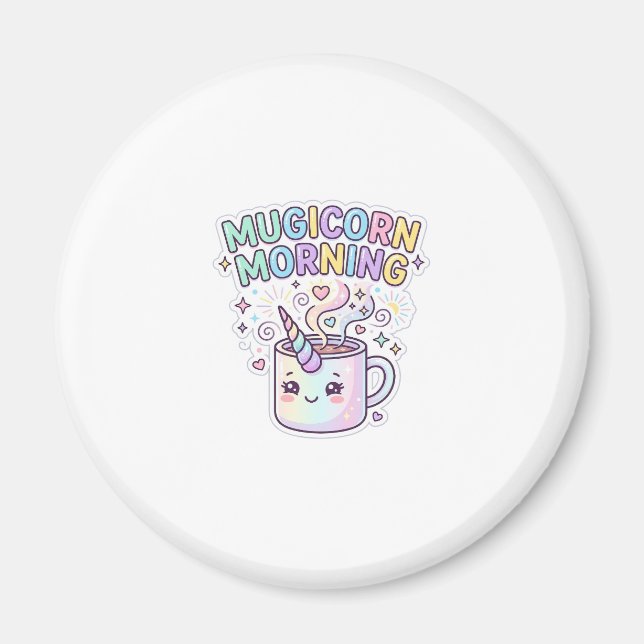 Enhörning Mugicorn Morgon Grafisk Design Zazzle De Magnet (Framsidan)