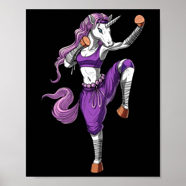 Enhörning Ninja Karate Kickboxning Muay Thai Kamps Poster (Framsidan)