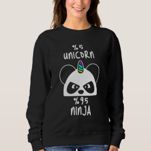 Enhörning Ninja Panda Björn Djur Krigare Söt Magi T Shirt