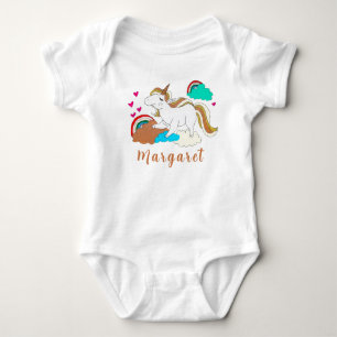 Enhörning Och Regnbåge Söt Personlig Namn Söt T Shirt