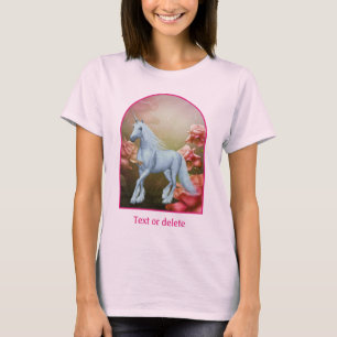 Enhörning och rosor fantasyhästkonst  t shirt