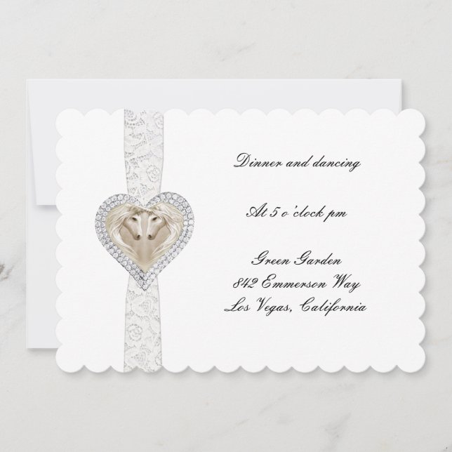 Enhörning och spets bröllagsmottagning kort (Framsida)