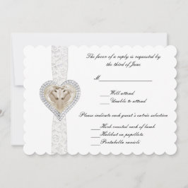 Enhörning och spets bröllopssvarskort inbjudningar