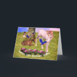 Enhörning och vänner Personlig födelsedag Kort<br><div class="desc">Mytisk vit enhörning och skogsvänner söta djur födelsedagskort.  Ersätt din text i mallarna,  eller se till att ta bort för tomt kort.  Denna bild finns tillgänglig på många produkter i mitt galleri.  Besök Smilin' Eyes Treasures för att se mer blomm- och naturfotografering och digitala konstkort och presenter.</div>