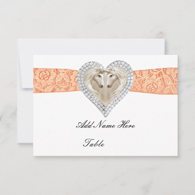 Enhörning Orange Spets Bord Placeringskort (Framsida)