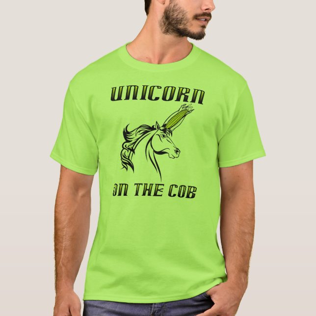Enhörning på majskolv T-shirt (Framsida)