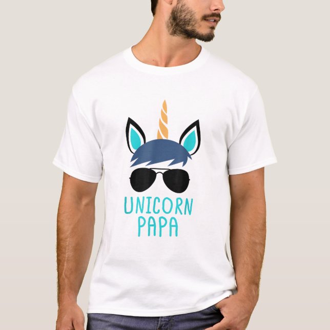Enhörning Papa T-Shirt Roligt Farsdagspresent (Framsida)