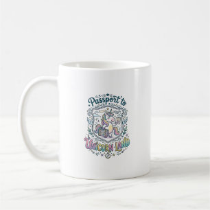 Enhörning Pass till Enhörningsland Vit Bakgrund Kaffemugg