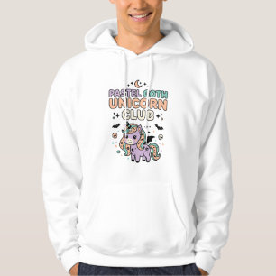 Enhörning Pastell Goth Enhörning Klubb Trendig Gra Hoodie