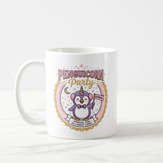 Enhörning Penguicorn Party POD Redo Zazzle Design_ Kaffemugg (Vänster)