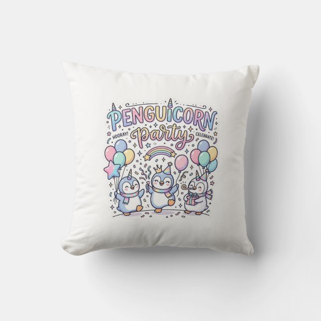 Enhörning Penguicorn Party Premium Vektor Vektor D Kudde (Framsida)